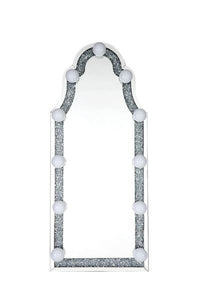 Noralie - Accent Floor Mirror - Mirrored & Faux Diamonds - Wood