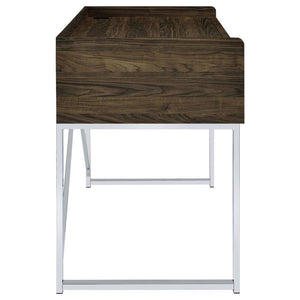 Angelica - 3-Drawer Writing Desk - Walnut And Chrome