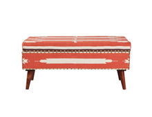 Noah - Upholstered Storage Bench - Orange and Beige