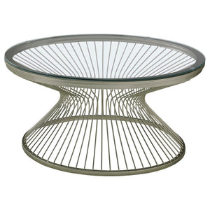 Mandy - Round Glass Top Coffee Table - Pearl Silver