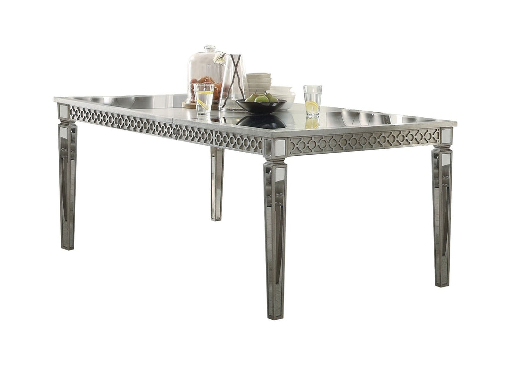 Kacela - Dining Table - Mirrored & Antique Silver Finish