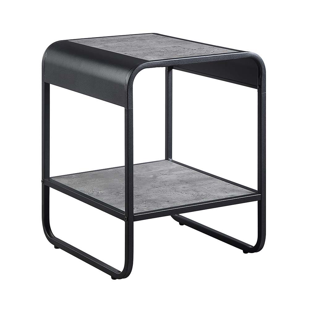 Raziela - End Table - Concrete Gray & Black Finish - 21