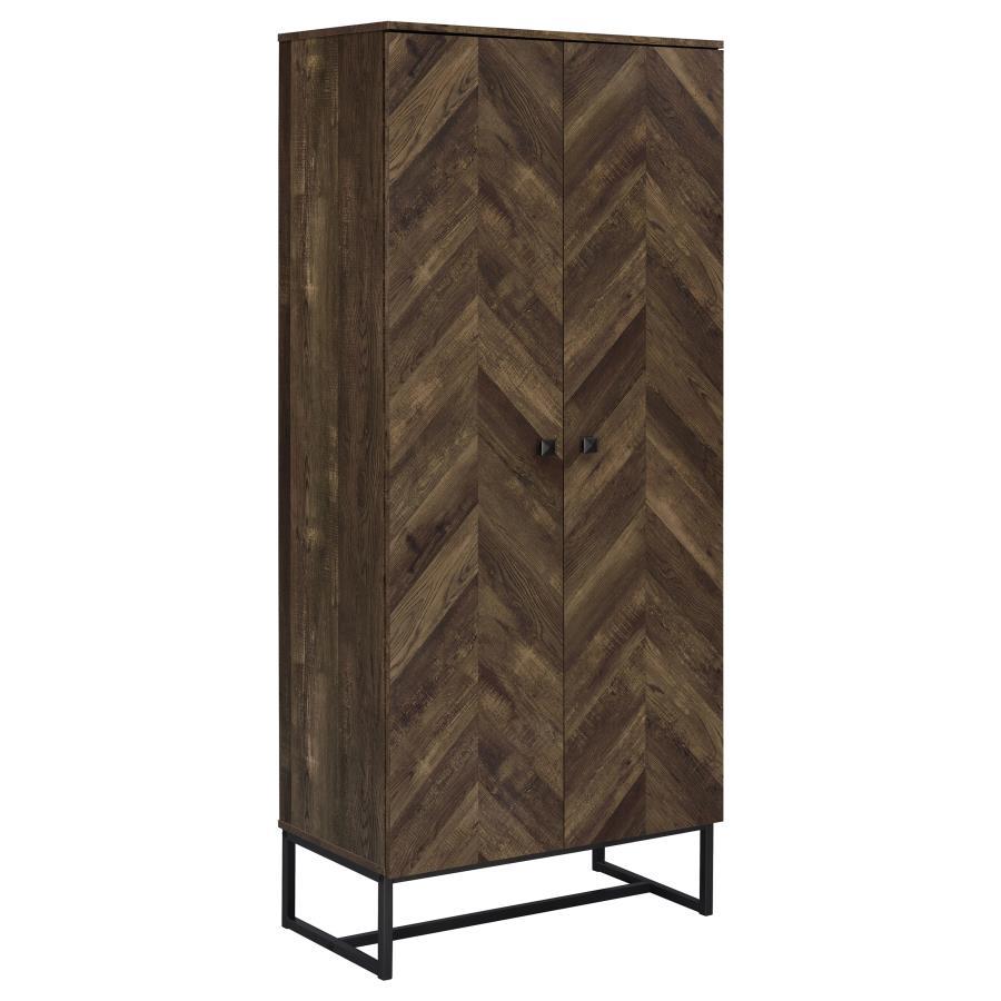 Carolyn - 2-Door Accent Cabinet - Rustic Oak And Gunmetal - Wood