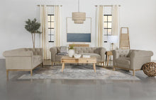 Sandrine - Button Tufted Tuxedo Arms Loveseat - Camel