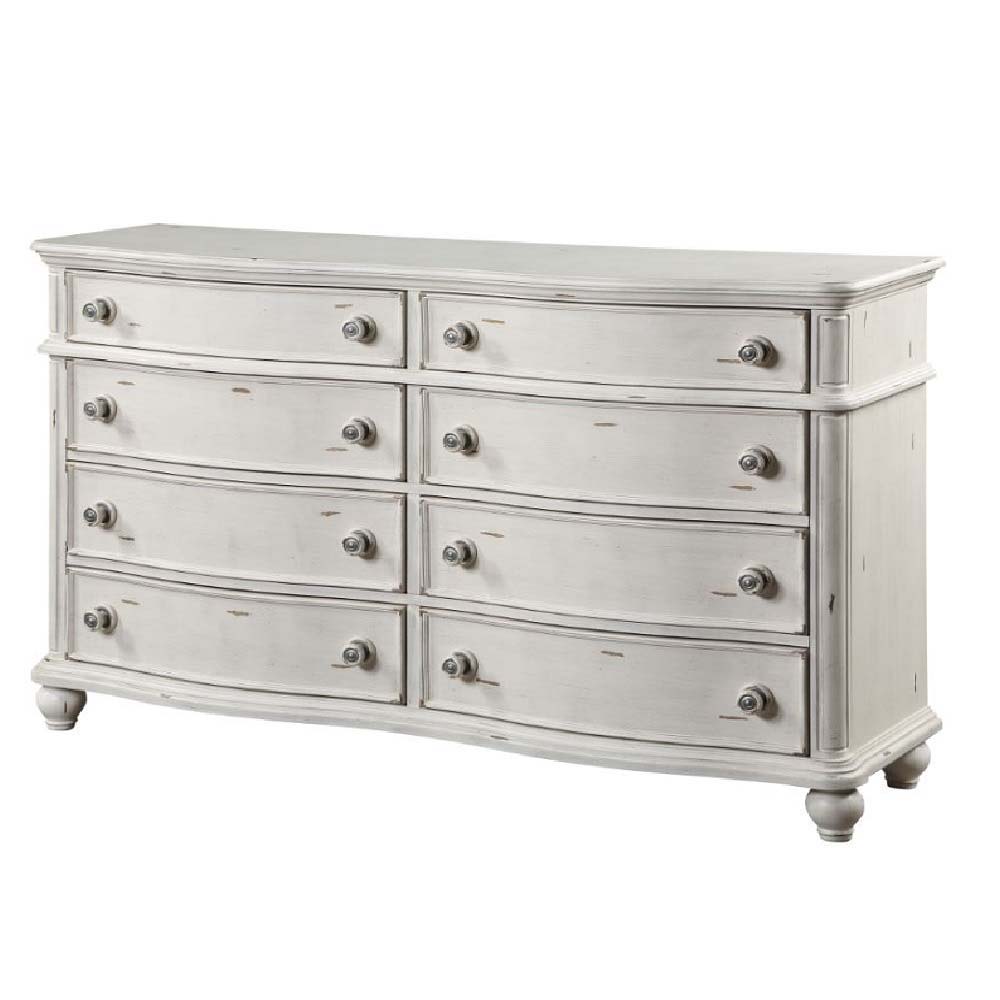 Jaqueline - Dresser - Light Gray Linen & Antique White Finish