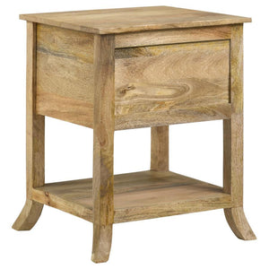 Russo - 2-Drawer Accent Table With Open Shelf - Natural Mango