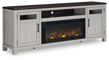 Darborn - 88" TV Stand With Electric Infrared Fireplace Insert - Gray / Brown