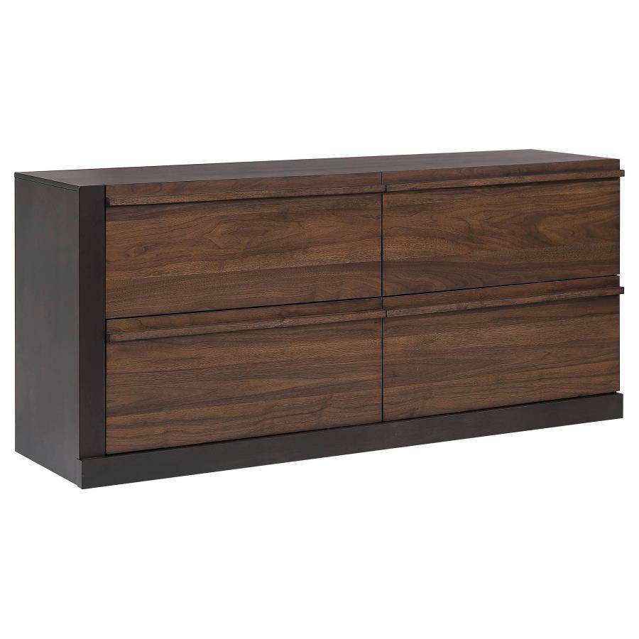 Azalia - 4-Drawer Dresser - Black And Walnut