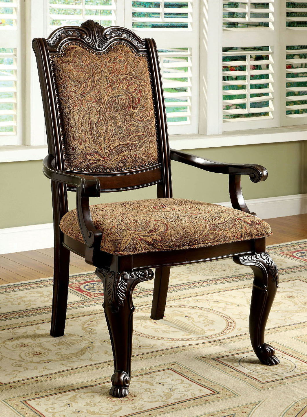 Bellagio Fabric Arm Chair (Set of 2) - Brown Cherry / Brown
