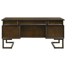 Marshall - 6-Drawer Executive Desk - Dark Walnut And Gunmetal