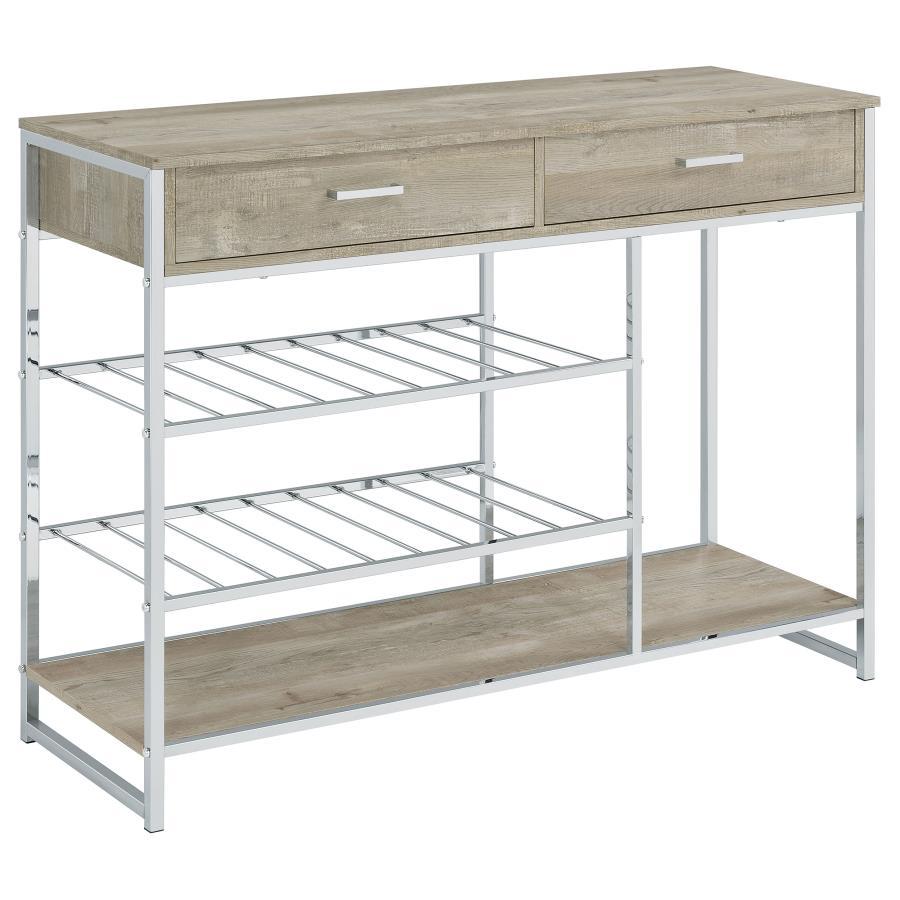 Melrose - 2-Drawer Home Bar Storage With Wine Rack Gray - Gray