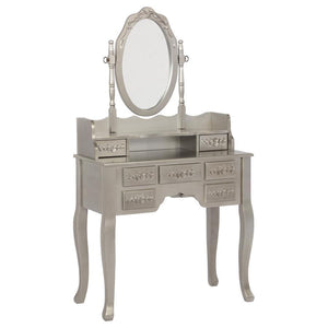 Sabrina - 2-Piece Vanity Set - Metallic Silver and White