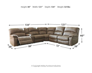 Segburg - Driftwood - Left Arm Facing Power Sofa with Console 4 Pc Sectional