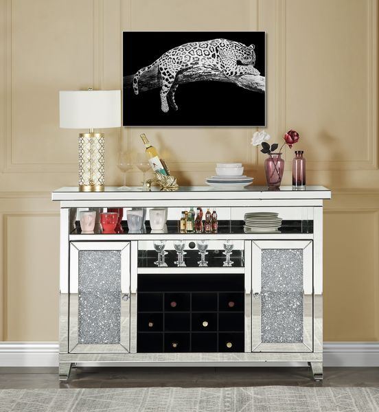 Noralie - Wine Cabinet - Mirrored & Faux Diamonds - 41