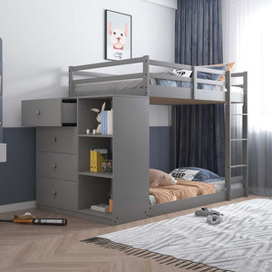 Gaston - Twin Over Twin Bunk Bed - Gray Finish