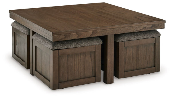 Boardernest Cocktail Table With 4 Stools (Set of 5) Brown