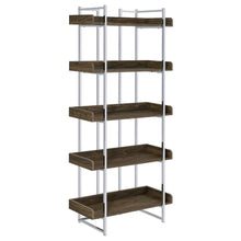 Angelica - 5-Shelf Bookcase - Walnut And Chrome