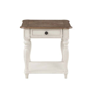 Florian - End Table - Oak & Antique White Finish