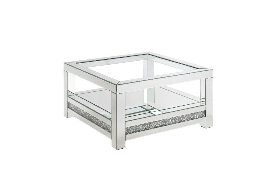 Noralie - Coffee Table With Glass Top - Mirrored - Wood - 18