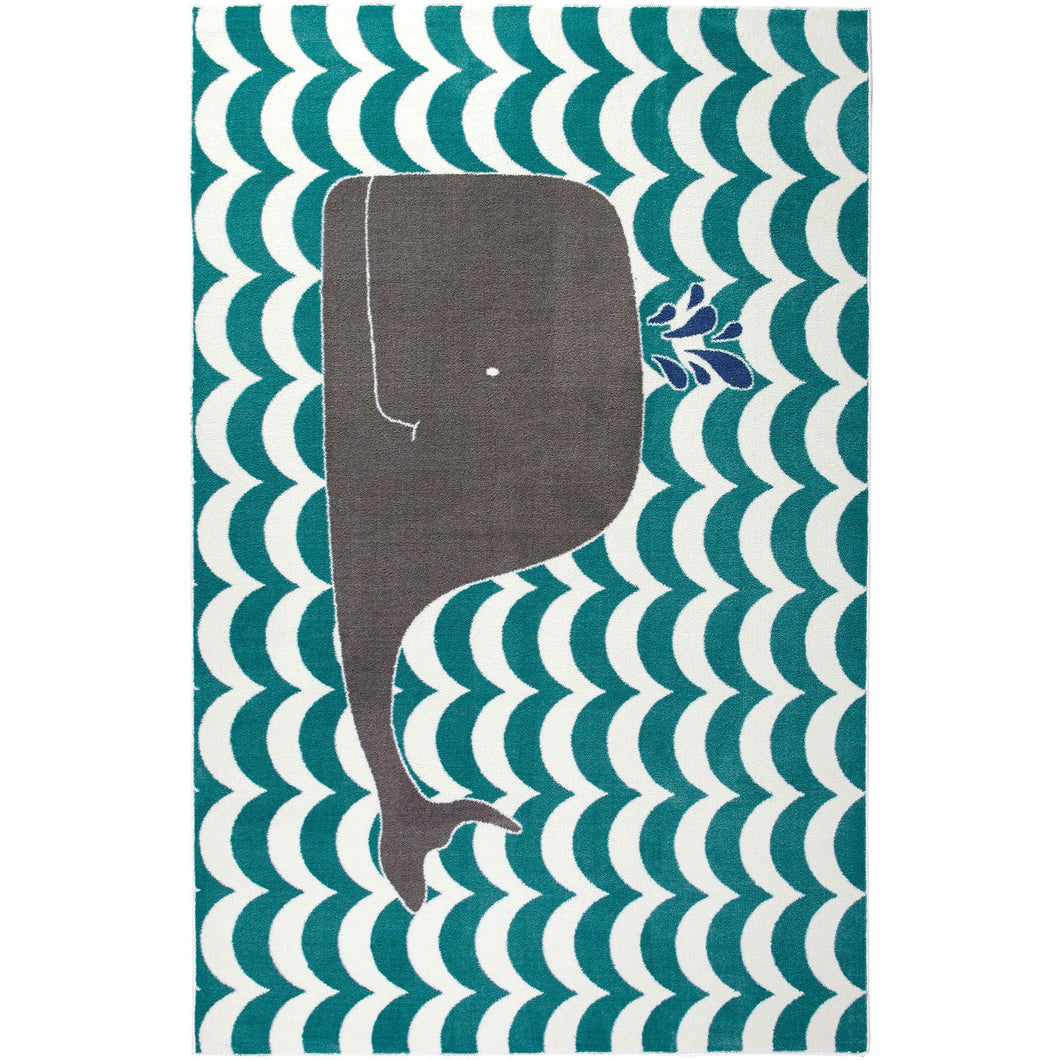 Baron - 5' x 8' Area Rug Whale - Teal / Gray