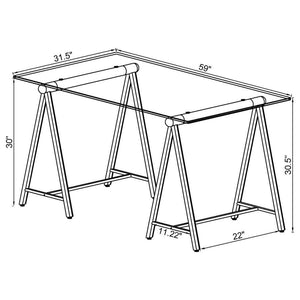 Patton - World Map Writing Desk - Nickel And Printed Clear