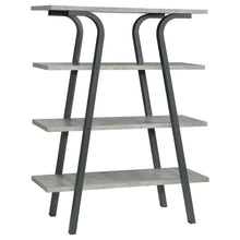 Tatum - 4-Tier Rectangular Bookcase - Cement And Gunmetal