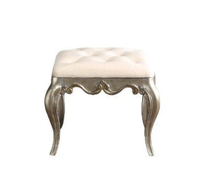 Esteban - Vanity Stool - Ivory Velvet & Antique Champagne Finish