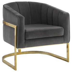 Joey - Tufted Barrel Accent Chair - Dark Gray and Gold
