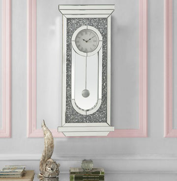 Noralie - Wall Clock - Mirrored & Faux Diamonds - 34"