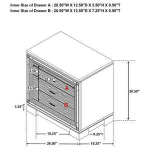 Cappola - Rectangular 2-Drawer Nightstand - Silver And Black