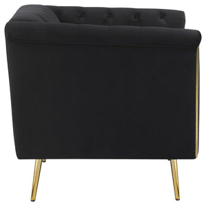 Holly - Tuxedo Arm Tufted Back Chair - Black