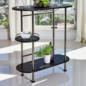 Ferguson - 3-Tier Bar Unit - Black Nickel And Black Oak