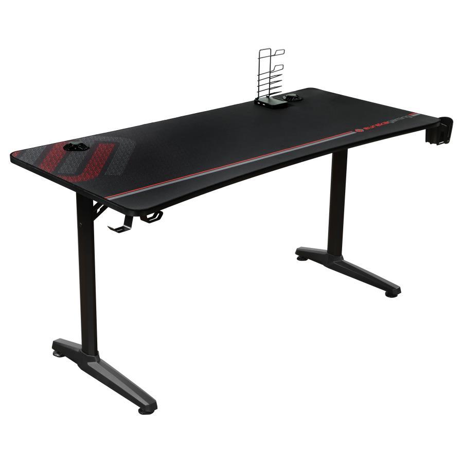 Tarnov - Rectangular Metal Gaming Desk With USB Ports - Black