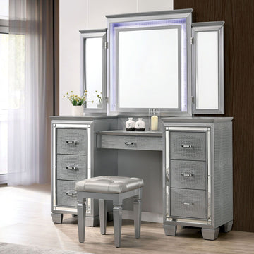 Tasmin - Vanity With Stool - Silver