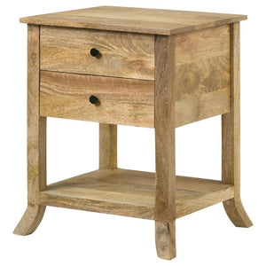 Russo - 2-Drawer Accent Table With Open Shelf - Natural Mango