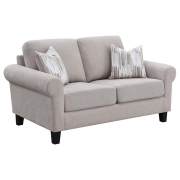 Nadine - Upholstered Round Arm Loveseat - Oatmeal