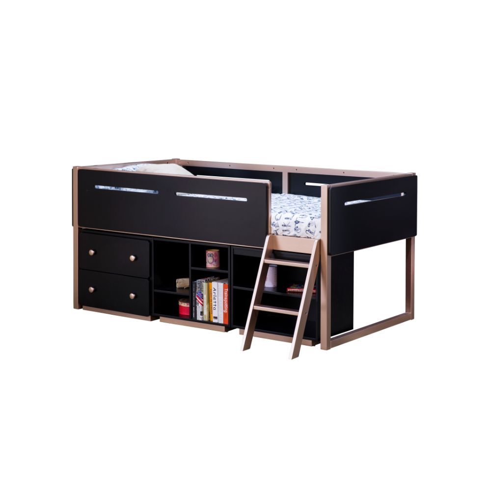 Prescott - Bookshelf - Black & Rose-Gold - 22