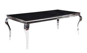 Fabiola - Dining Table - Stainless Steel & Black Glass