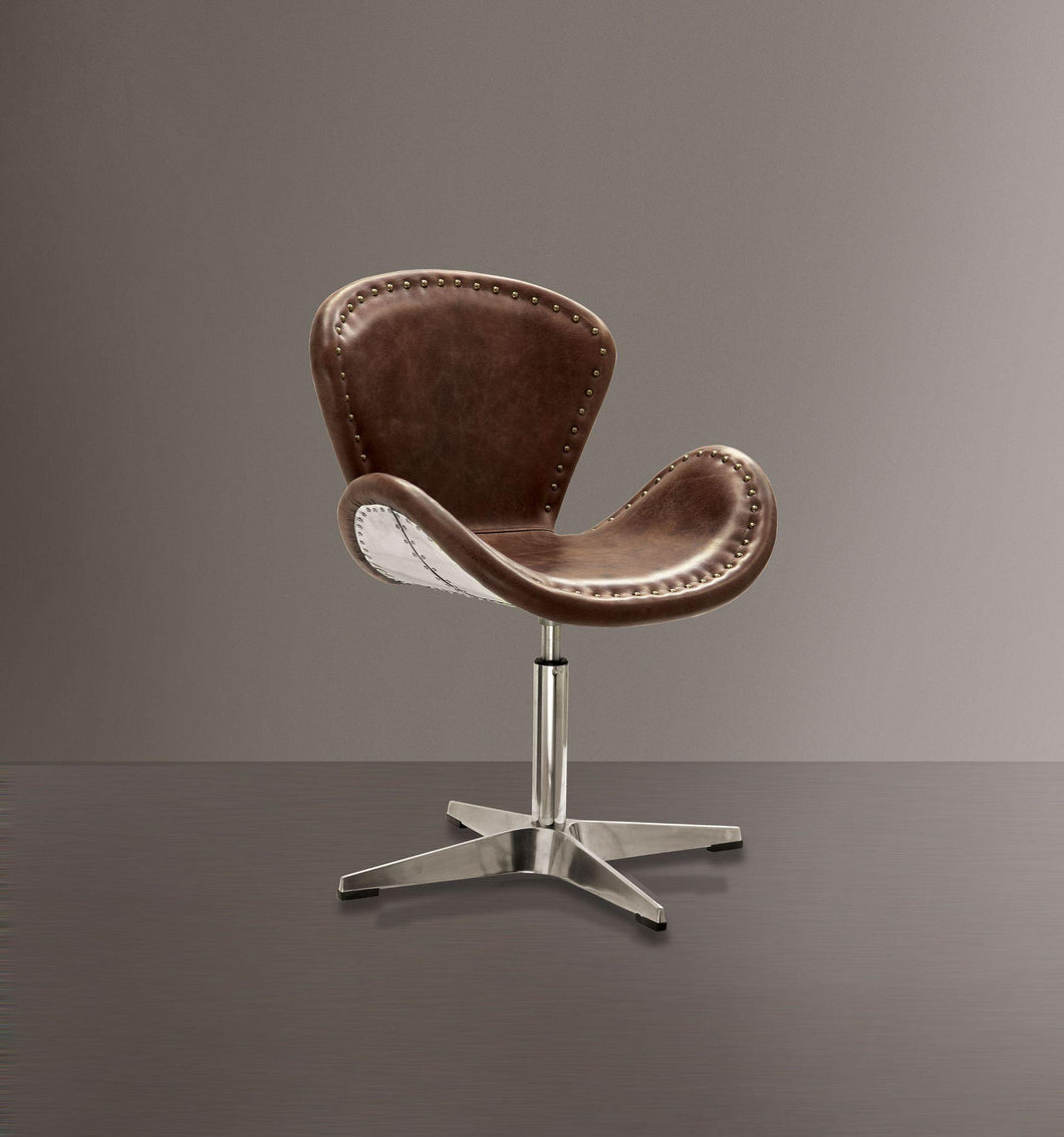 Brancaster - Accent Chair - Retro Brown Top Grain Leather & Aluminum - 33