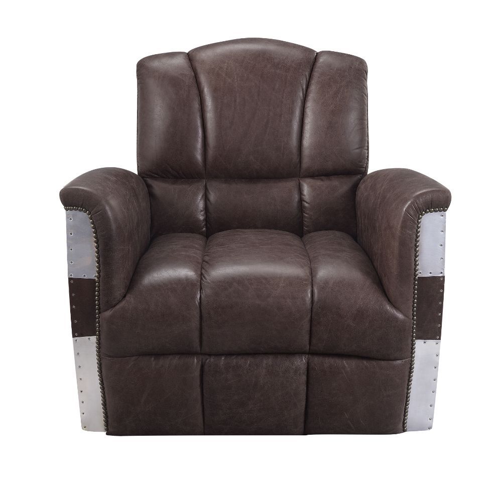 Brancaster - Accent Chair - Retro Brown Top Grain Leather & Aluminum - 35