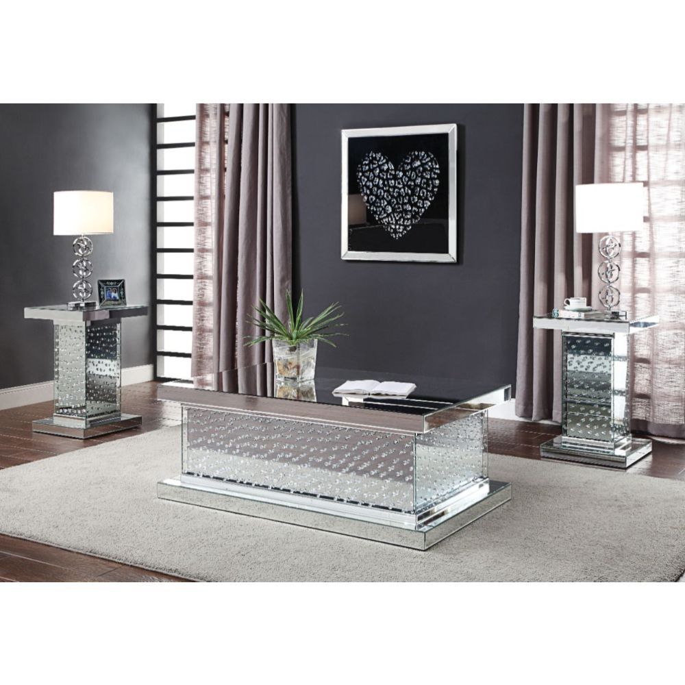 Nysa - Coffee Table - Mirrored & Faux Crystals - 18