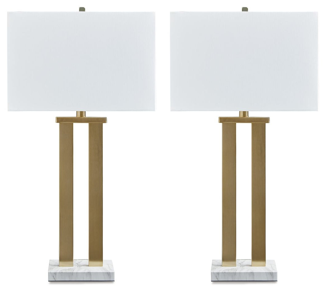 Coopermen - Gold Finish / White - Metal Table Lamp (Set of 2)