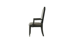 House - Beatrice Chair (Set of 2) - Two Tone Gray Fabric & Charcoal Finish