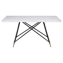Gabrielle - Rectangular Marble Top Dining Table - White And Black