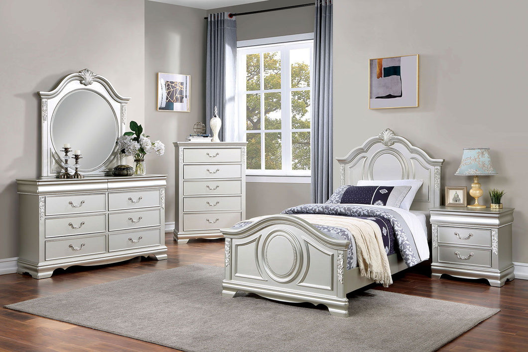 Alecia - Twin Bed - Silver