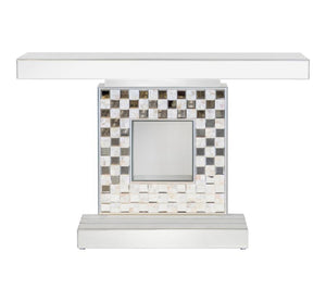 Claire - Checkerboard Square Base Console Table - Silver