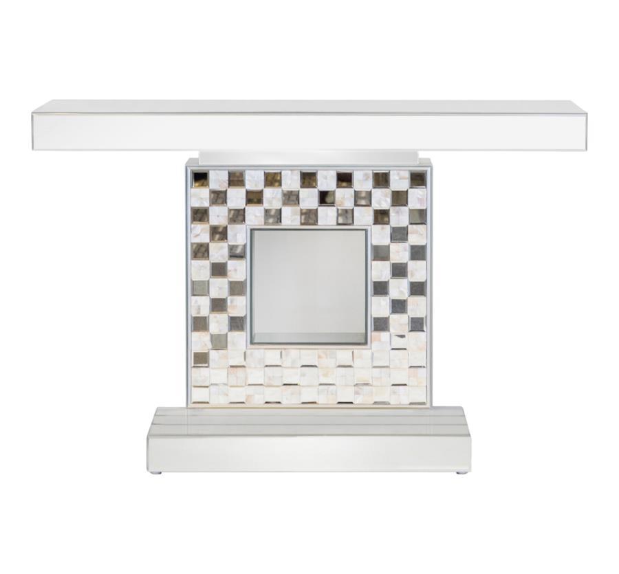 Claire - Checkerboard Square Base Console Table - Silver