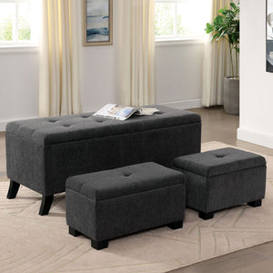 Clio - Storage Bench With Ottoman - Gray