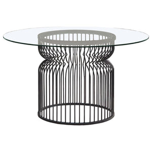 Granvia - Round Glass Top Metal Dining Table - Gunmetal