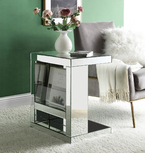 Meria - Accent Table - Mirrored & Clear Glass - 24"